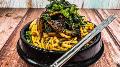 Vegan Recipes Cacao-Shamaness Vegan Udon Noodles with Kale Chinese Eggplant and Mushrooms
