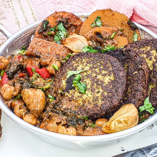 Vegan Recipes Cacao-Shamaness Vegan Moroccan "fish" Patties Stew with a fresh baked vegan Challah Bread