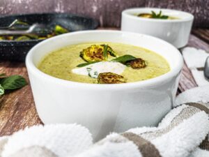 Vegan Recipes Cacao-Shamaness Vegan Cream Of Brussels Sprouts Soup With Vegan Almond Ricotta