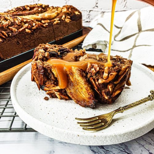 Vegan Recipes Cacao-Shamaness Vegan Banana Almond Bread & Salted Caramel Sauce