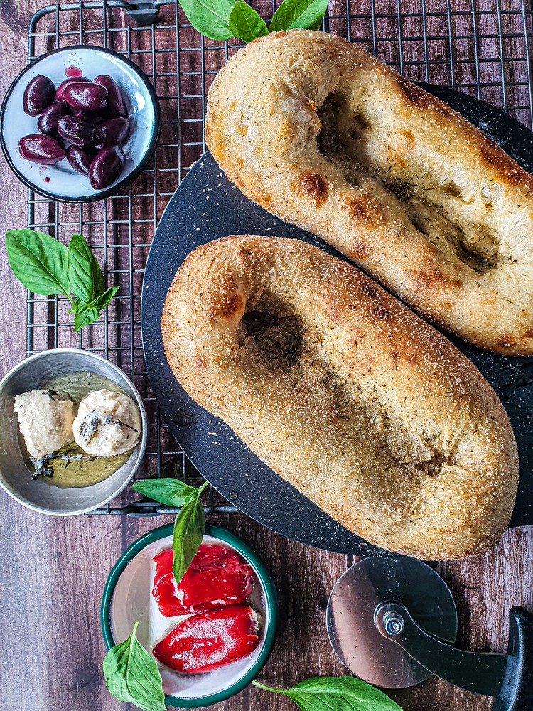 Vegan Recipes Cacao-Shamaness Vegan Sourdough Focaccia with Olive Oil and Herbs.