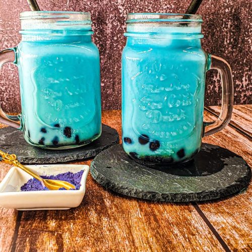 Vegan Recipes Cacao-Shamaness Vegan Blueberry Bubble Milk Tea with Tapioca Pearls