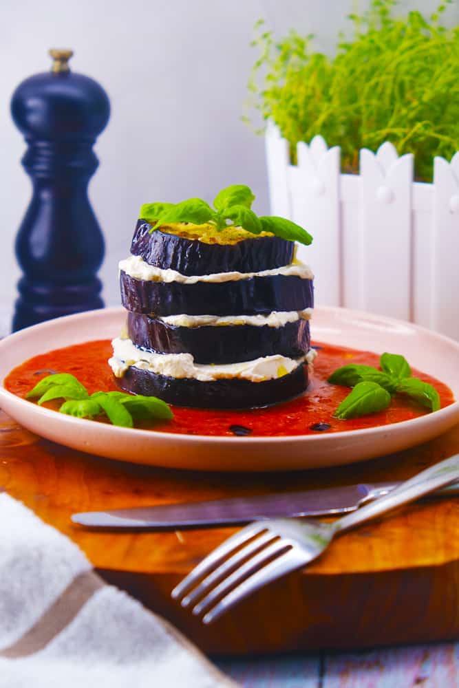 Vegan Recipes Cacao-Shamaness Vegan Eggplant Ricotta Stacks